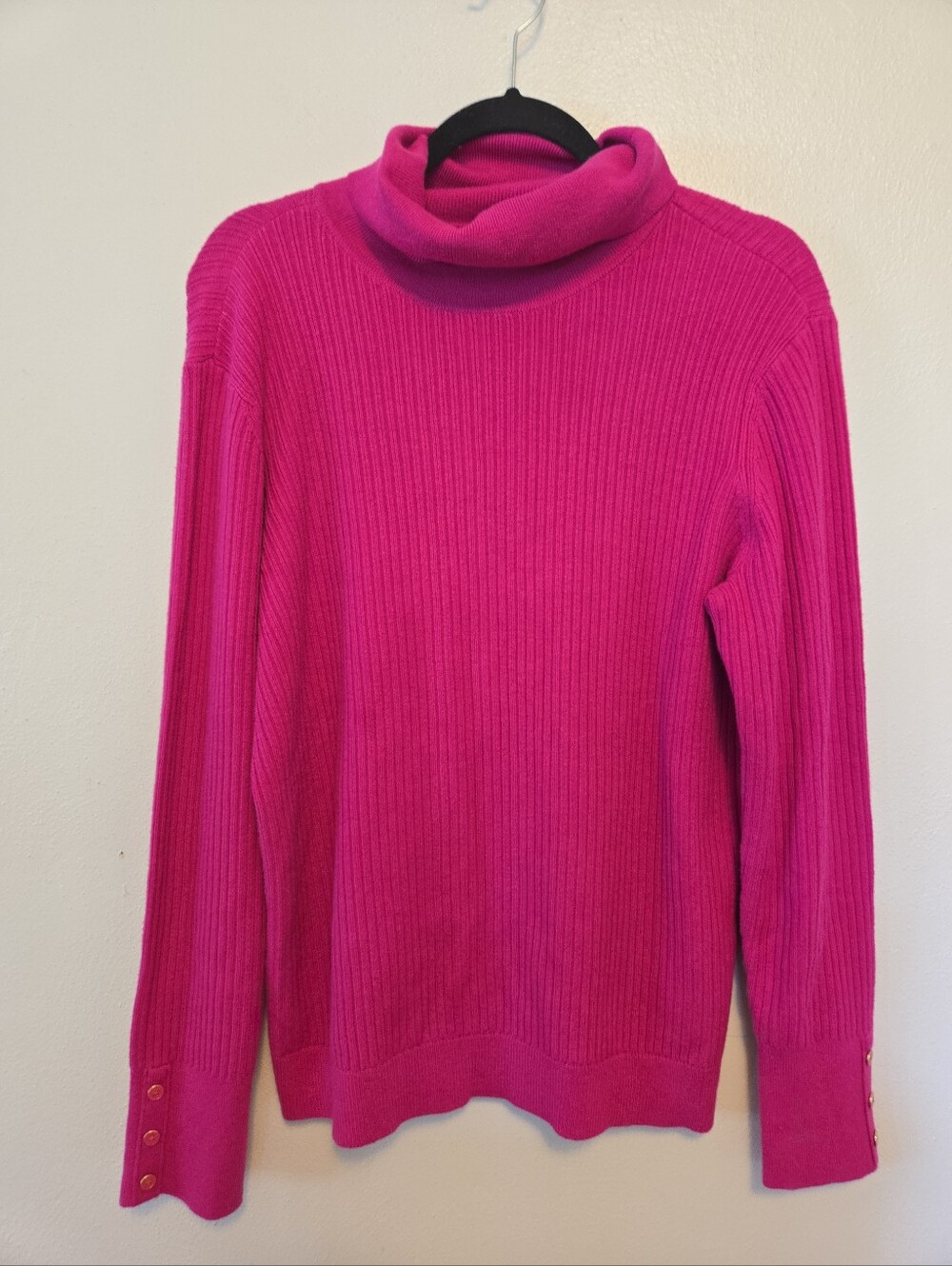 Talbots Ribbed Knit Turtleneck Sweater Hot Pink L NWT